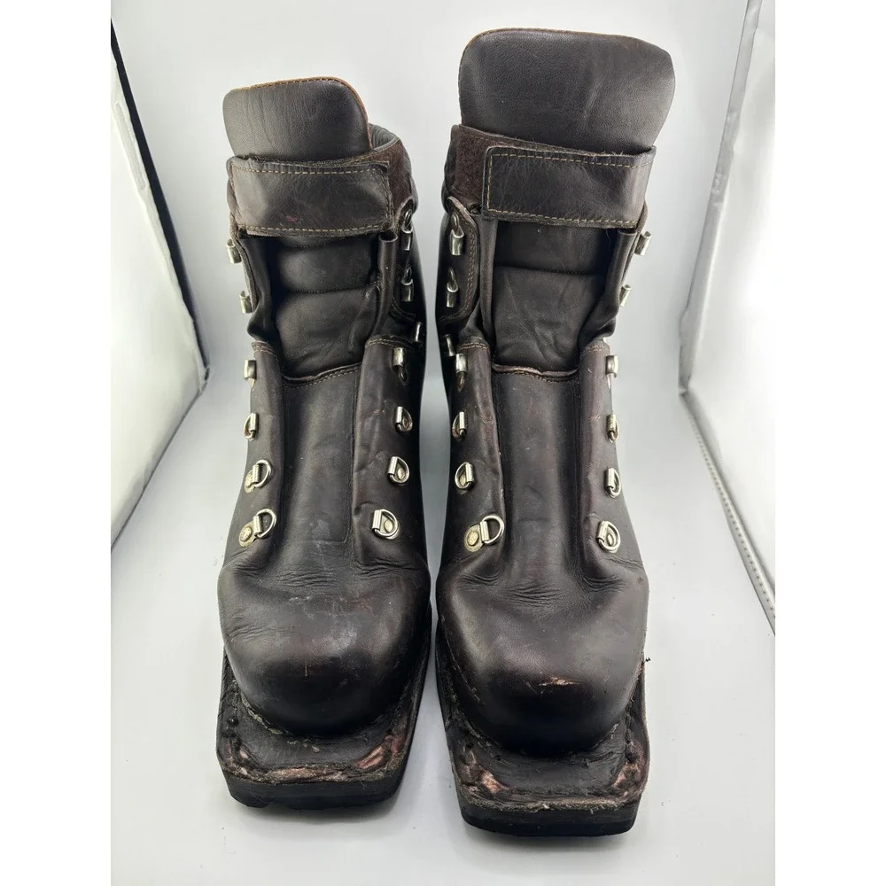 Heierling Vintage Leather Cross Country Ski Boots Brown Nordic Norm 75mm Mens 45